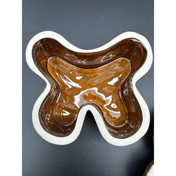 Vintage Glazed Ceramic Butterfly Pink Trinket Dish Stash Box - Picture 12 of 15